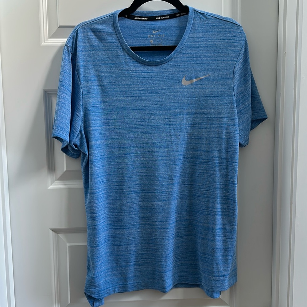 Nike Running Dri-Fit Large Bright Blue Heather Shirt Large Like New